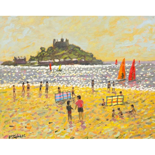 243 - § Paul STEPHENS (1957) Sunny Day, St Michael's Mount, Cornwall Oil on board, signed, titled verso, 4... 