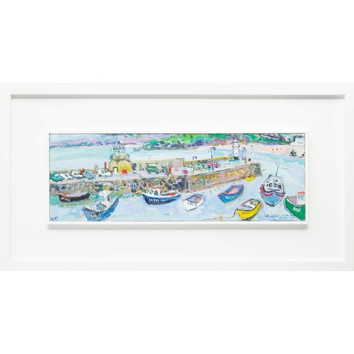 246 - § Linda Mary WEIR (1951) Early Spring, St Ives Harbour (2011) Oil on board, signed, further signed, ... 