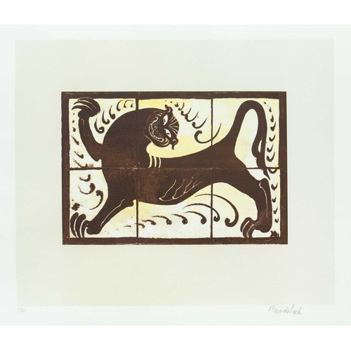 249 - § Bernard LEACH (1887-1979) Lion Tile, 1974 Lithograph, signed in pencil to the margin, numbered 98/... 