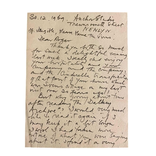 26 - § Barbara HEPWORTH (1903-1975) & John WELLS (1907-2000) Letters from Hepworth & Wells to Dr Roger Sl... 