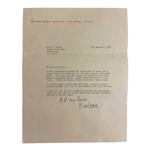 26 - § Barbara HEPWORTH (1903-1975) & John WELLS (1907-2000) Letters from Hepworth & Wells to Dr Roger Sl... 