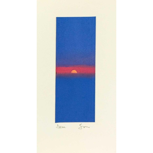 260 - § John MILLER (1931-2002) Dawn (2000) Gouache on card, signed and inscribed, 13.5 x 5cm, card size 2... 