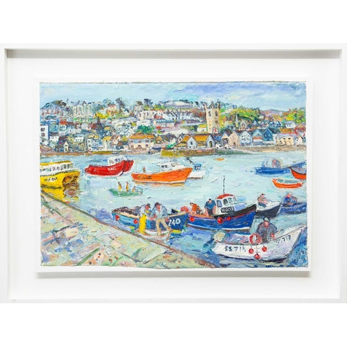 277 - § Linda Mary WEIR (1951) St Ives Harbour (2011) Oil on canvas laid on board, signed and dated, furth... 