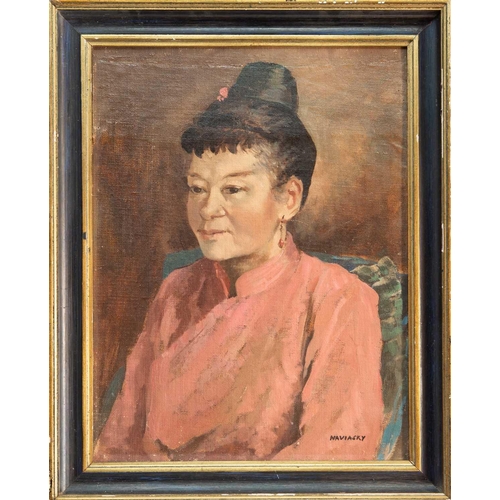 301 - § Philip NAVIASKY (1894-1983) Portrait of a woman Oil on panel, signed, 46 x 35cm, 56 x 44cm framed.