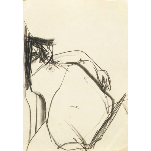 302 - § Peter LANYON (1918-1964) 'Nude on Both Sides', c1960 Charcoal on paper (both sides of the sheet), ... 