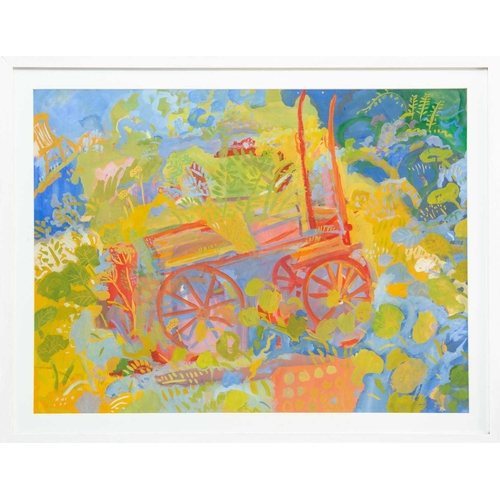 305 - § Ben HARTLEY (1933-1996) Garden, Cart, Rocking Chair Gouache on paper, 53 x 70cm, 64 x 82cm framed.