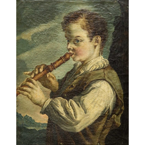 316 - After Alexis GRIMOU (c.1678-1733) The Flautist  18th century oil on canvas, 35x28cm and 43.5x36cm ov... 