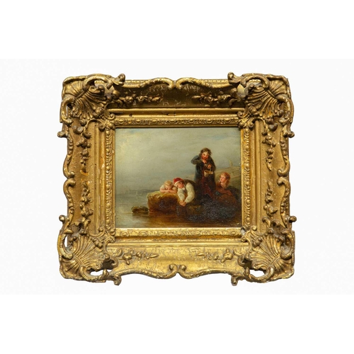 334 - Attributed to William COLLINS (1788-1847) A Catch! Oil on mahogany panel, 15x18cm and 27.5x32cm incl... 