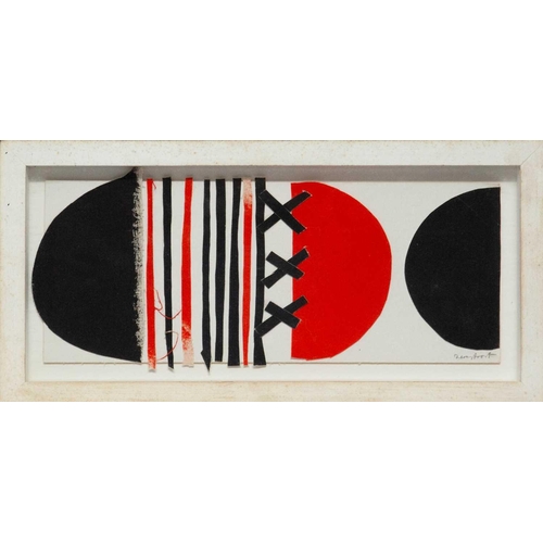 38 - § Sir Terry FROST (1915-2003) Red, Black & White Laced (2000) Collage on card, signed, further inscr... 