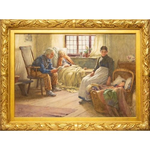 41 - Walter LANGLEY (1852-1922) Once Upon a Time (1895) Watercolour, signed and dated 1895, 50 x 73cm, 69... 