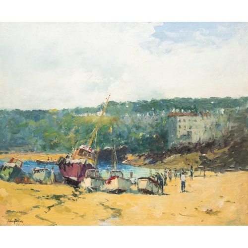 45 - § John AMBROSE (1931-2010) Lambeth Walk Beach, St Ives Oil on canvas, signed, 62 x 75cm, 72 x 85cm f... 