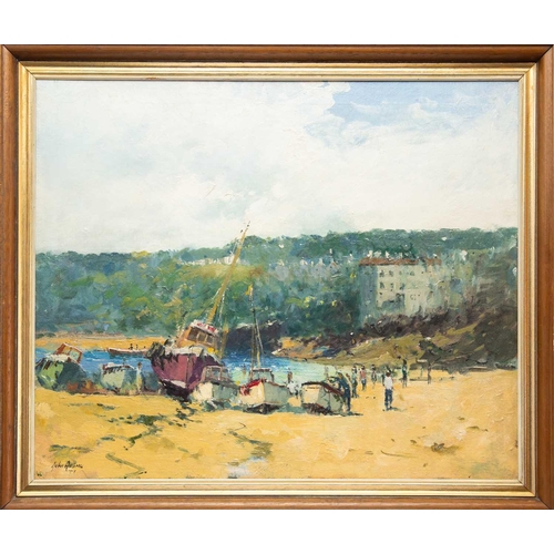 45 - § John AMBROSE (1931-2010) Lambeth Walk Beach, St Ives Oil on canvas, signed, 62 x 75cm, 72 x 85cm f... 