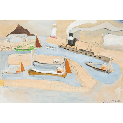 49 - § Bryan PEARCE (1929-2006) Newlyn (1956) Gouache, signed, 36 x 53.5cm, 51 x 68cm framed. Illustrated... 