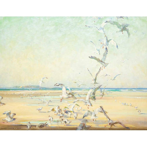 51 - § Vernon de Beauvoir WARD (1905-1985) Gulls Feeding on a West Country Beach (1934) Oil on canvas, si... 