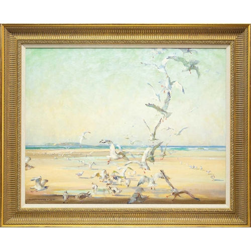 51 - § Vernon de Beauvoir WARD (1905-1985) Gulls Feeding on a West Country Beach (1934) Oil on canvas, si... 