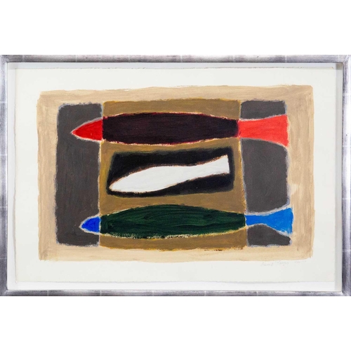 61 - § Breon O'CASEY (1928-2011) Fish IV (2003) Acrylic on paper, signed and dated MMIII, 38 x 56cm, 44 x... 