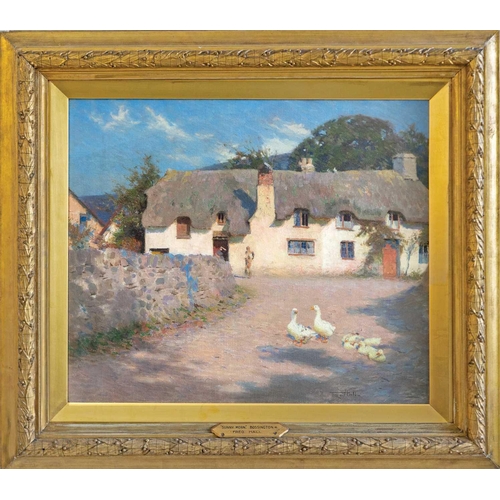 65 - Frederick HALL (1860-1948) A Summer's Morning, Bossington Oil on canvas, signed, faint inscription t... 