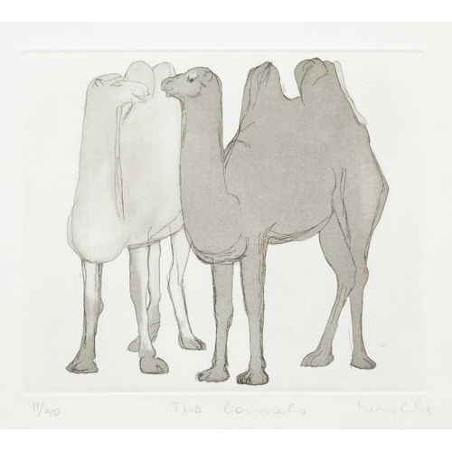 70 - § Karl WESCHKE (1925-2005) Two Camels (1994) Etching, signed and inscribed, numbered 11/50, plate si... 