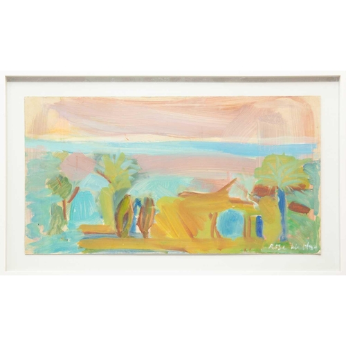 74 - § Rose HILTON (1931-2019) Landscape, circa 2008 Oil on board, signed, 40 x 76cm, 52.5 x 88cm framed.