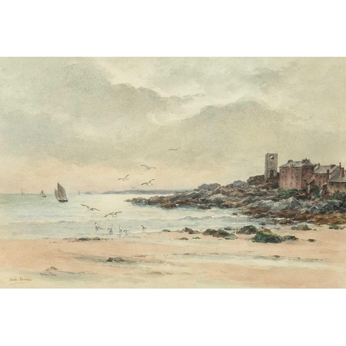 76 - Émile Louis VERNIER (1829-1887) St Ives Bay Watercolour, signed, 38 x 55cm, framed 68.5 x 86.5cm Exh... 