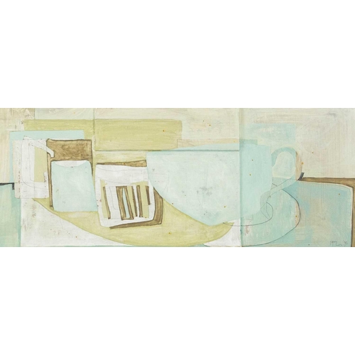 86 - § Ffiona LEWIS (1964) Relief w. Blue, 1995 Oil on board, initialled and dated, signed and titled to ... 