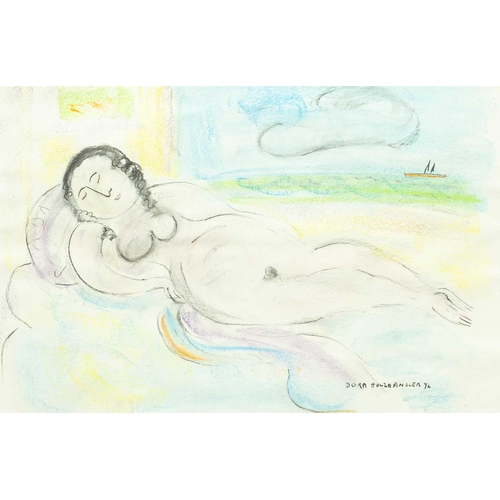 90 - § Dora HOLZHANDLER (1928-2015) Woman Sleeping (1996) Pastel on paper, signed and dated '96, 40 x 59c... 