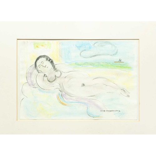 90 - § Dora HOLZHANDLER (1928-2015) Woman Sleeping (1996) Pastel on paper, signed and dated '96, 40 x 59c... 