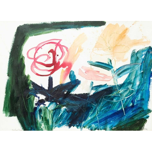 92 - § Daphne MCCLURE (1930-2023) The Pink Flower  Mixed media on paper, signed, further signed and title... 