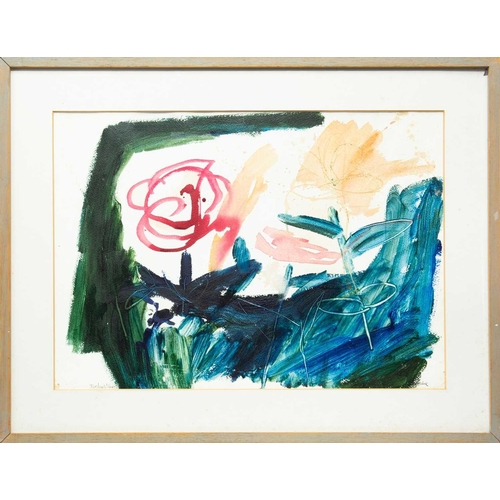 92 - § Daphne MCCLURE (1930-2023) The Pink Flower  Mixed media on paper, signed, further signed and title... 