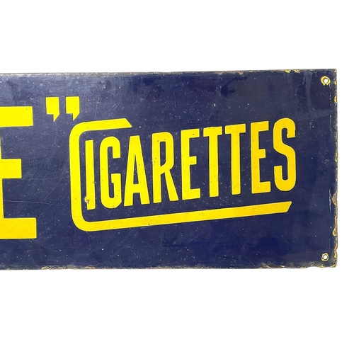 118 - A Wills's Gold Flake enamel advertising sign. Yellow font on a navy ground, 30cm x 212cm.