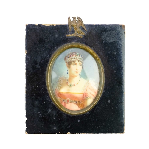 136 - A miniature portrait of Josephine Bonaparte. Late 19th century, together with a miniature portrait o... 