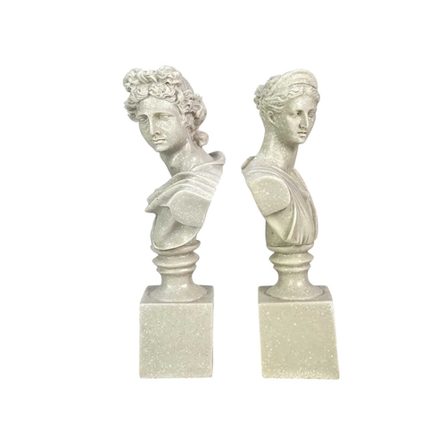 15 - A pair of classical busts. Formed of resin, height 35cm (2).