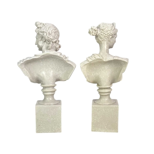 15 - A pair of classical busts. Formed of resin, height 35cm (2).