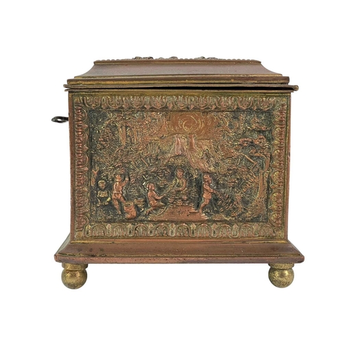 17 - A French electrotype type gilt metal casket. Circa 1860, the cover and sides relief decorated with T... 