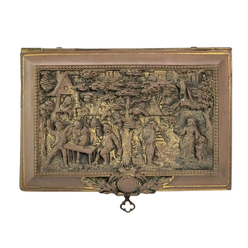 17 - A French electrotype type gilt metal casket. Circa 1860, the cover and sides relief decorated with T... 