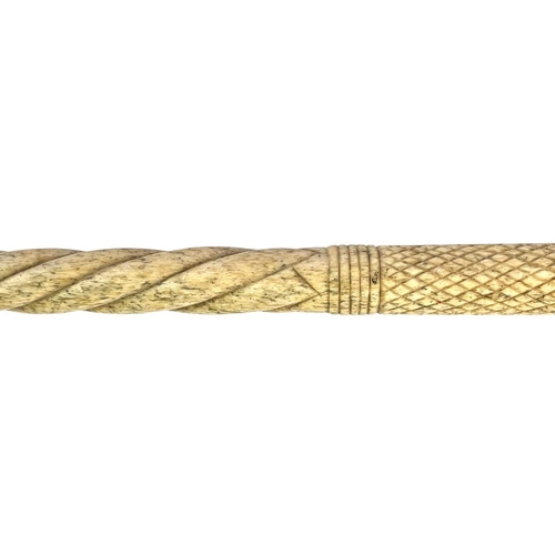 178 - A spiral turned whalebone cane. 19th century, length 82.5cm.