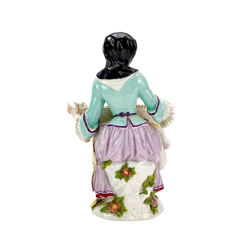 206 - An Helena Wolfsohn 'bouquetiere' figure. 19th century, after the Meissen original, modelled as a sea... 