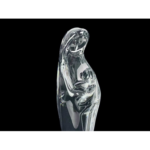 208 - A Daum Glass stylised figure of Madonna and child. Etched DAUM, FRANCE to the front of the base, hei... 