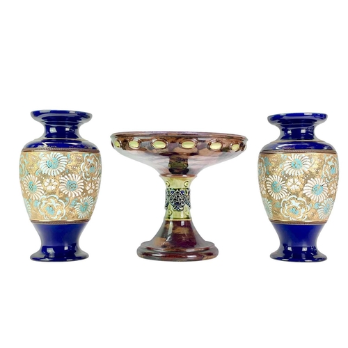 212 - A Doulton Lambeth stoneware stand or base With a wide cabochon moulded rim and pedestal base, height... 