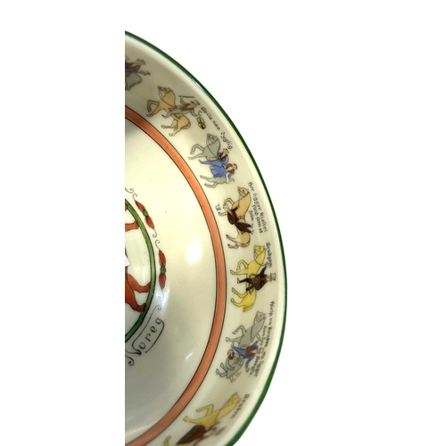 231 - A Porsgrund Norge wedding procession bowl. Porcelain, handpainted red exterior with floral rim and a... 