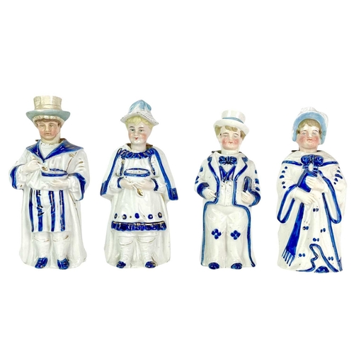 238 - Five pairs of Continental porcelain nodding figures. Circa 1900, the largest pair height 18cm (10).