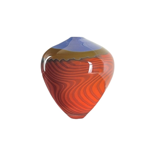 242 - Peter LAYTON (1937) 'Mirage' Vase Colourful swirls of orange, brown and blue, signed to the base, he... 