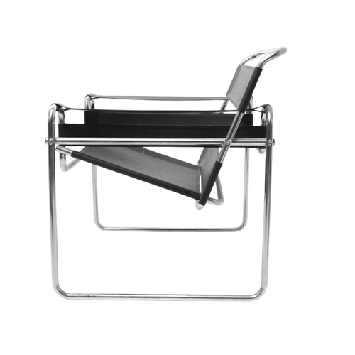 249 - A Wassily type chrome and black leather armchair After the design by Marcel Breuer, height 71cm, wid... 