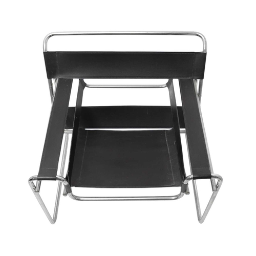 249 - A Wassily type chrome and black leather armchair After the design by Marcel Breuer, height 71cm, wid... 