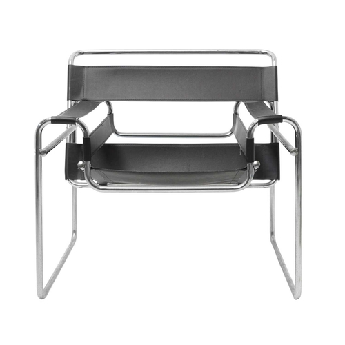 249 - A Wassily type chrome and black leather armchair After the design by Marcel Breuer, height 71cm, wid... 