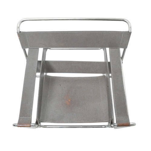 255 - A Wassily type chrome and grey leather armchair After the design by Marcel Breuer, height 73cm, widt... 