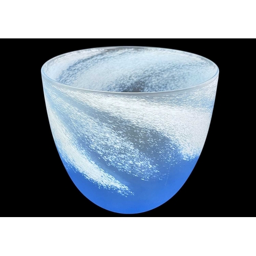 256 - Malcolm Sutcliffe (1954) A studio glass bowl. With pale blue and white opaque decoration, 13.5cm in ... 