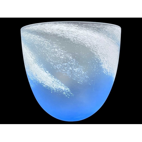 256 - Malcolm Sutcliffe (1954) A studio glass bowl. With pale blue and white opaque decoration, 13.5cm in ... 