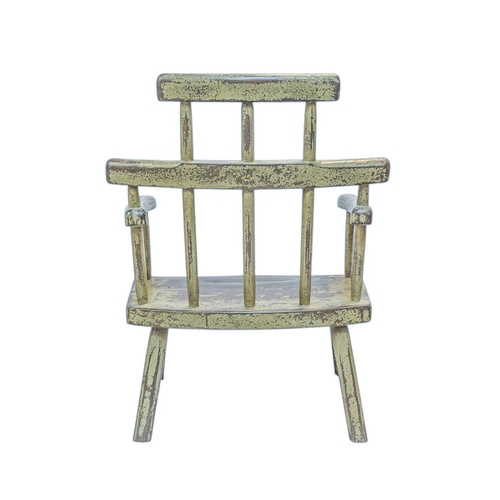 299 - A primitive painted Welsh style stick back Windsor chair. With a stepped top rail, outswept arms, on... 