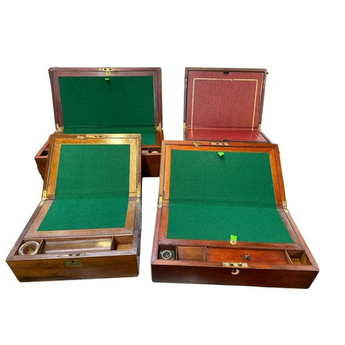 3 - A Victorian mahogany writing box. With a fitted interior, width 45cm, together with another similar ... 